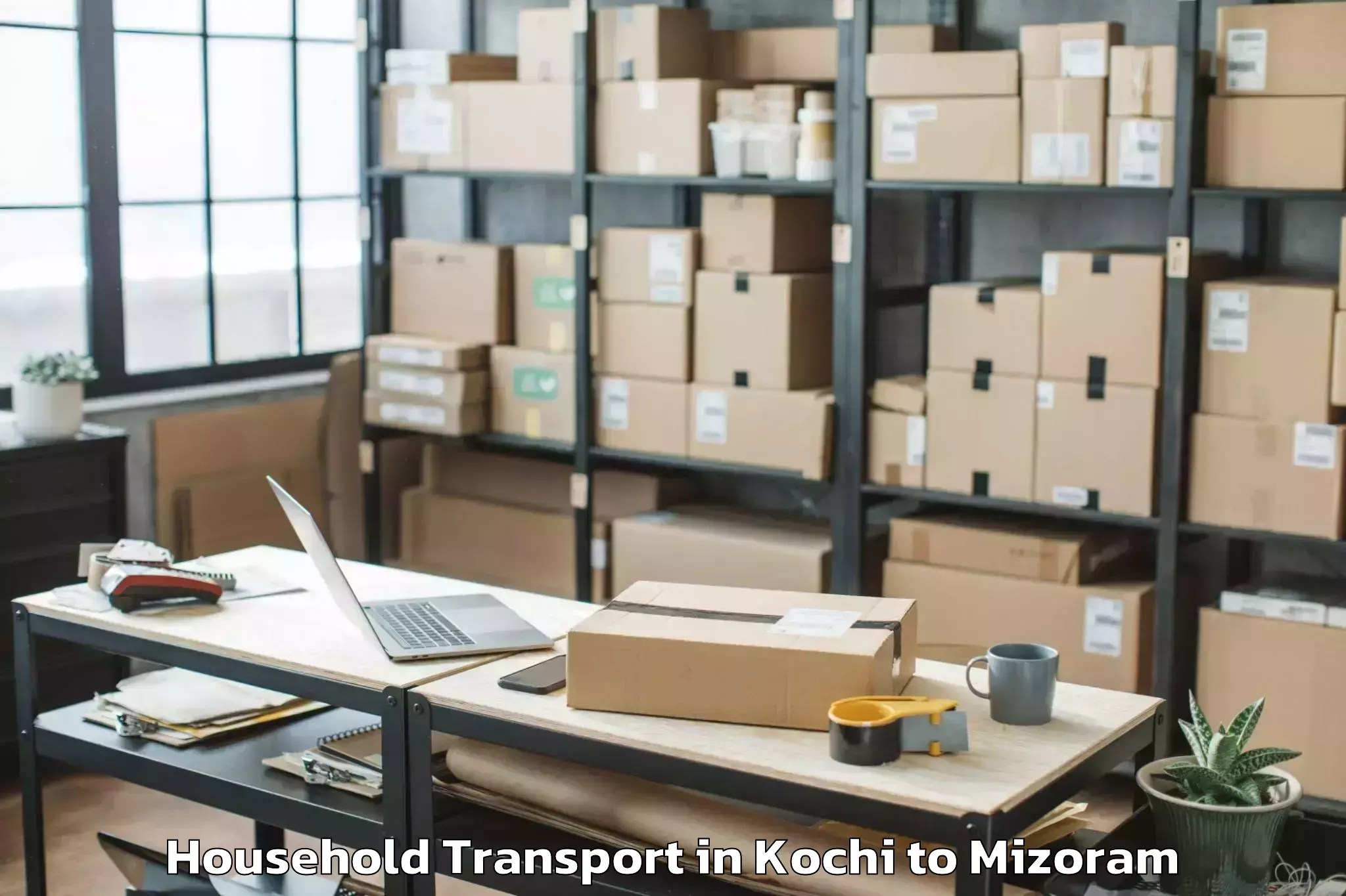 Book Kochi to Thenzawl Household Transport Online